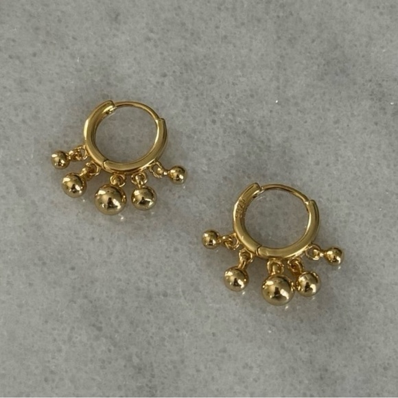 Modest Lu Jewelry - Gold Beaded Tassel Fringe Hoop Earrings Brand New